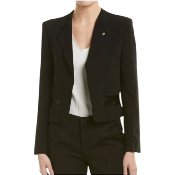 Zadig & Voltaire Vola Spi Deluxe Jacket Small 36 Black Cropped Blazer Edgy Chic